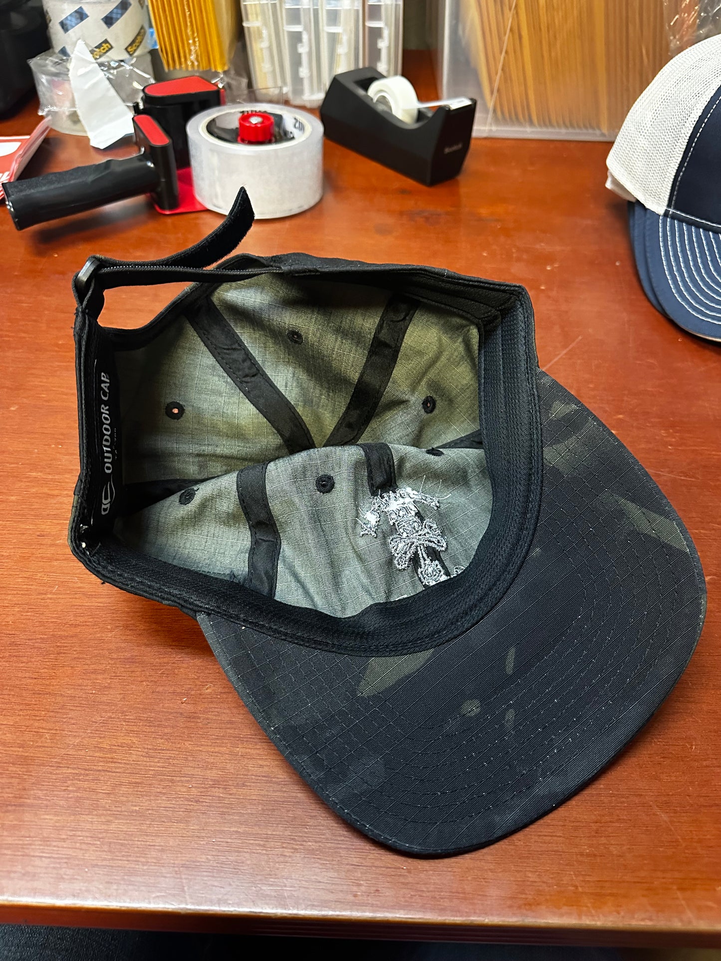 Camo Centered Logo With Muted American Flag Velcro Hat