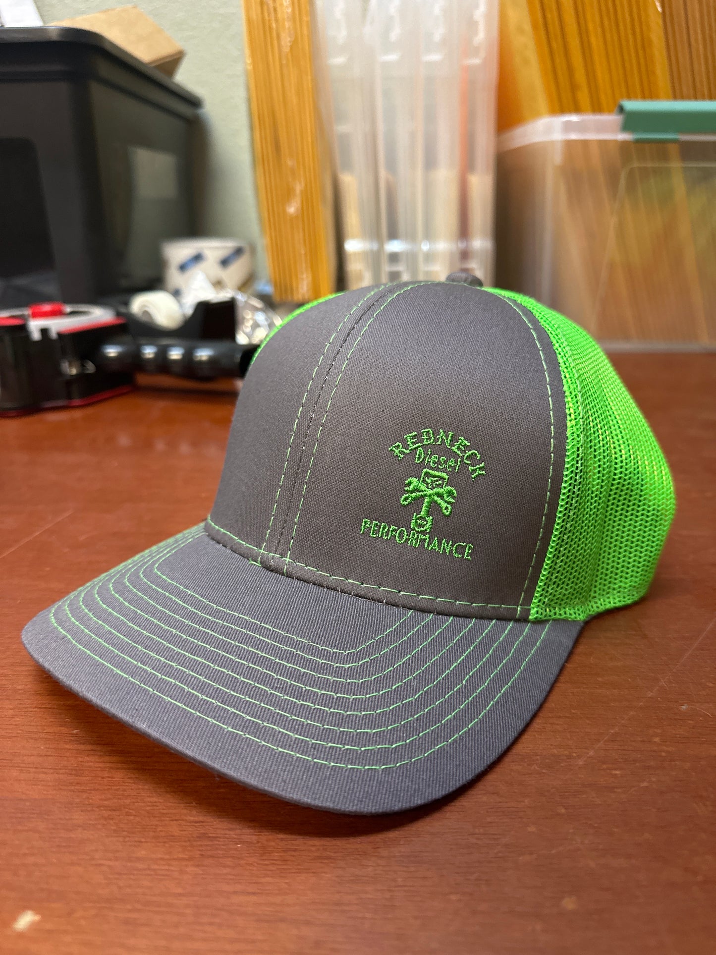 Light Green & Grey Offset Logo Velcro Hat