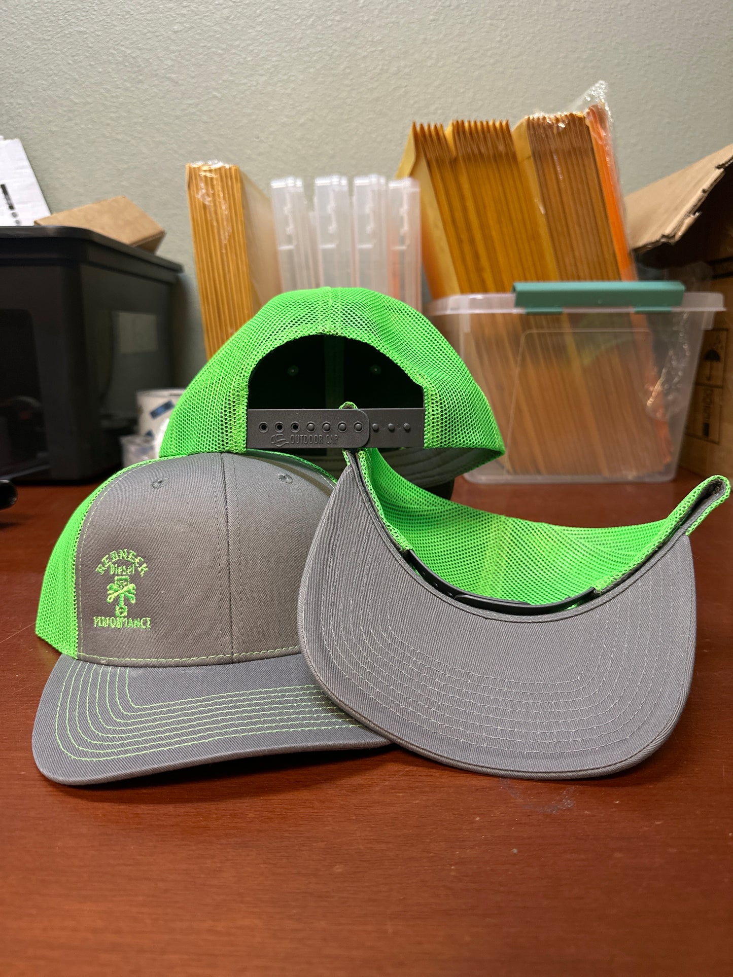 Green & Grey Offset Logo Snapback Hat