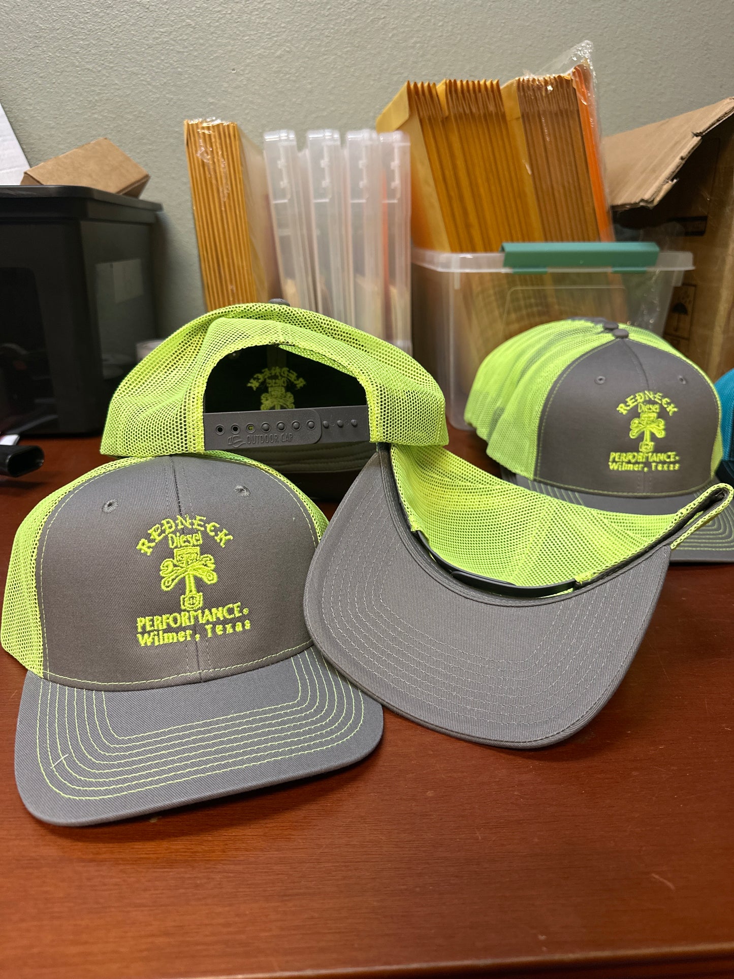 Neon Yellow & Grey Center Logo Snapback