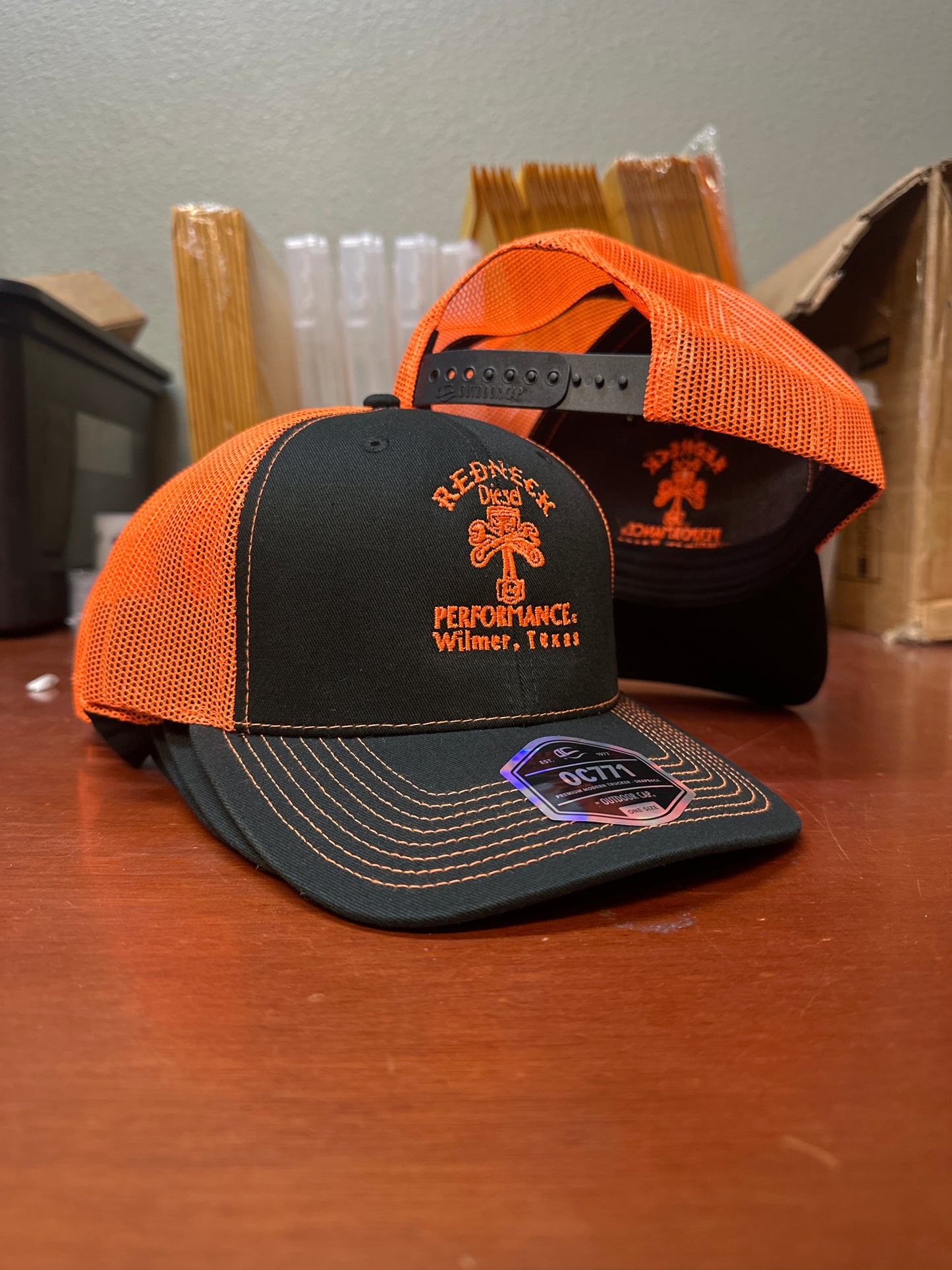 Orange & Black Center Logo Snapback Hat