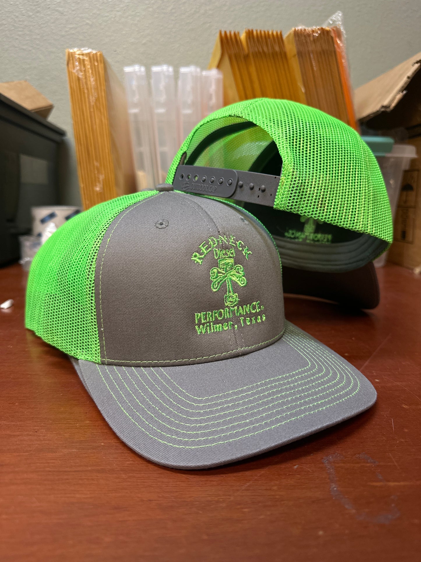 Grey & Green Center Logo Snapback Hat