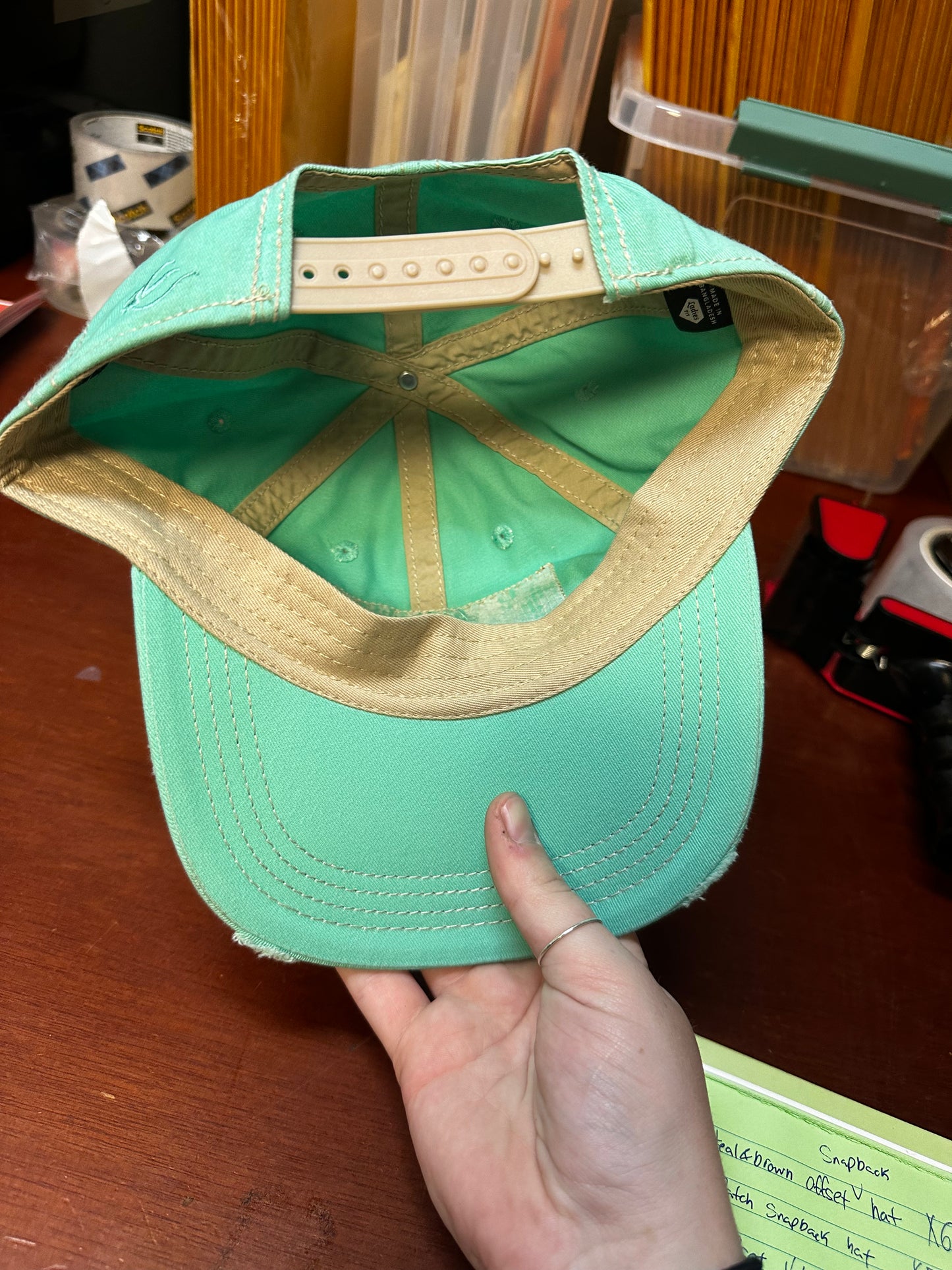 Ladies Turquoise Centered Tan Patch Snapback Hat