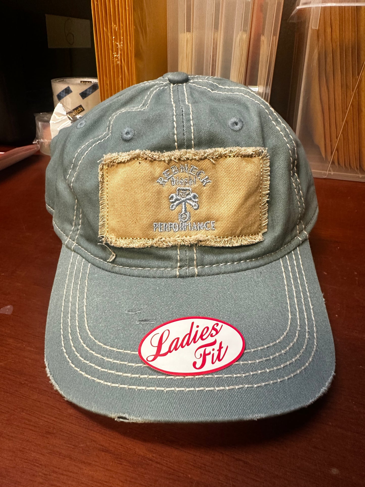 Ladies Blue Jeans Blue W/ Tan Center Patch Snapback Hat