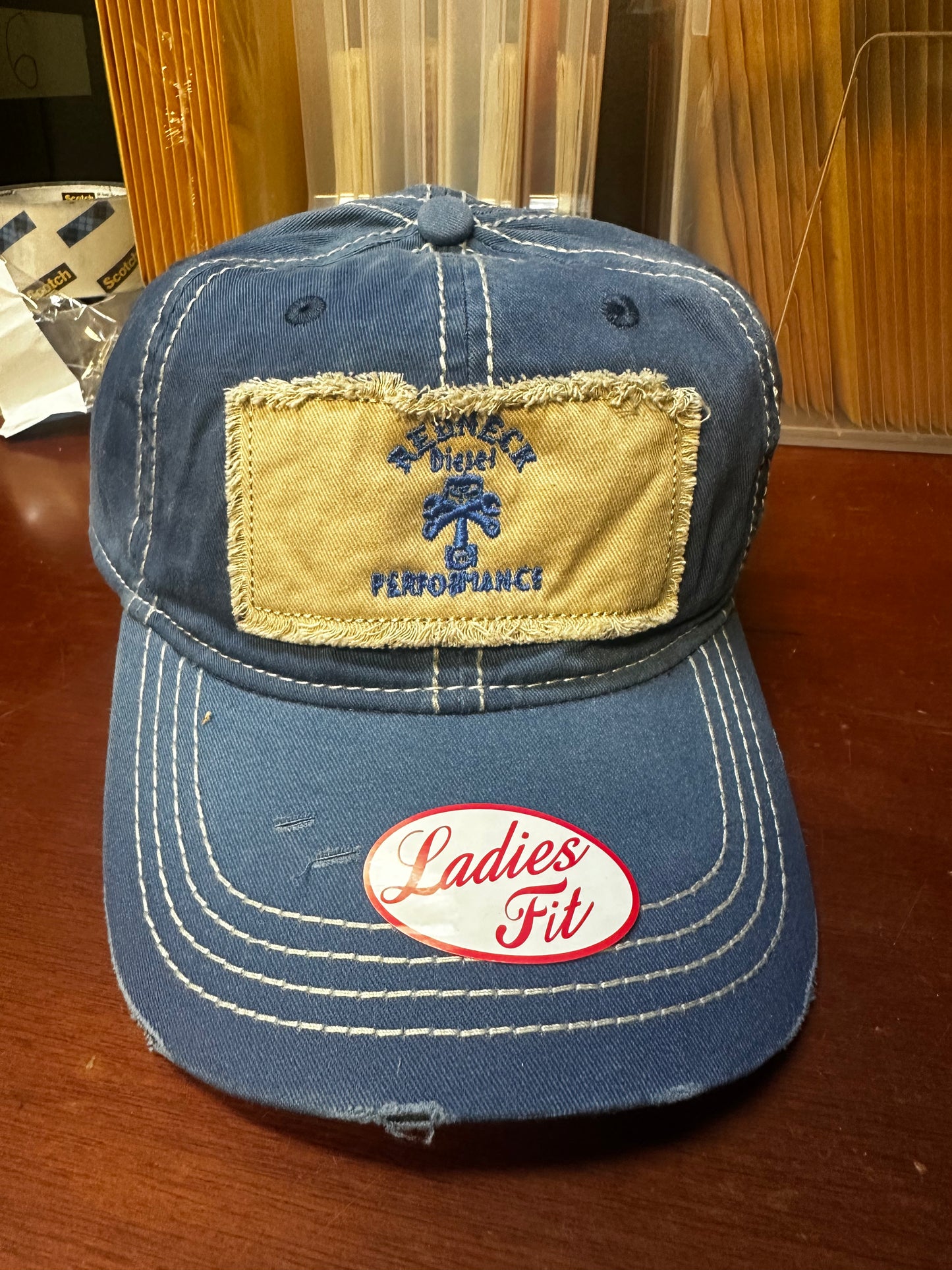 Ladies Dark Blue Tan Patch Centered Snapback Hat