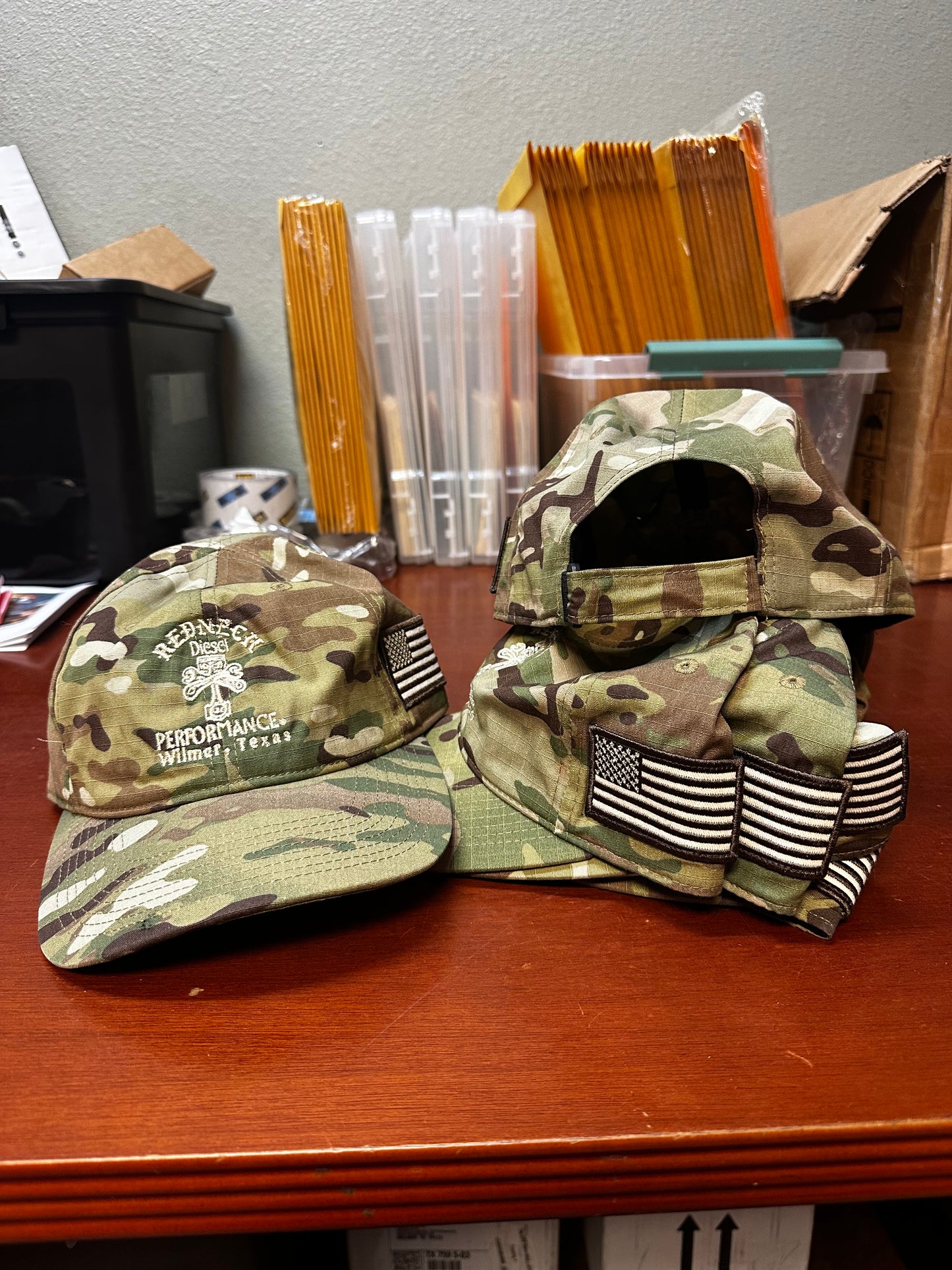 Light Camo Hat With Muted American Flag Velcro Hat