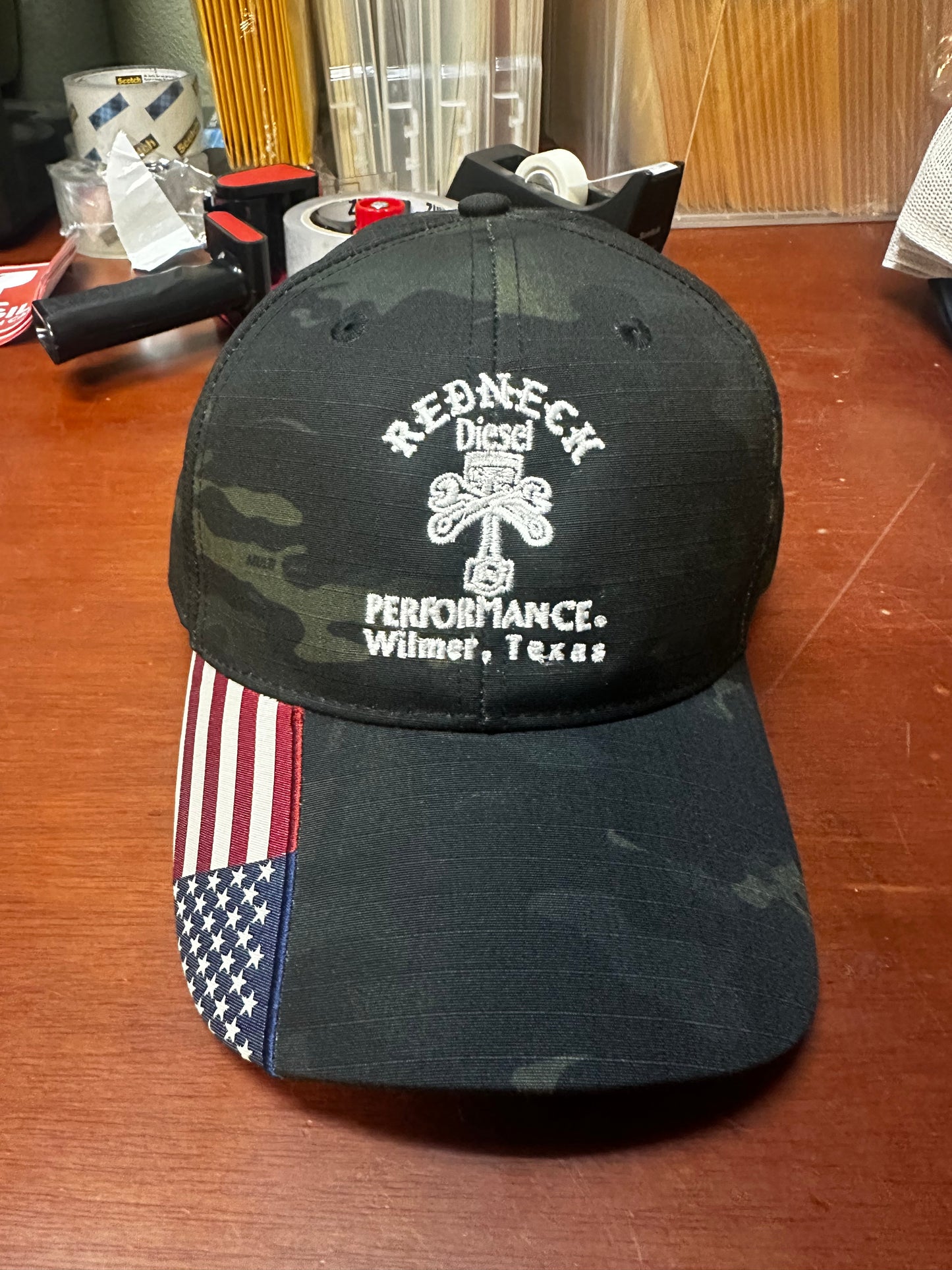 Camo Center Logo W/American Flag Hat