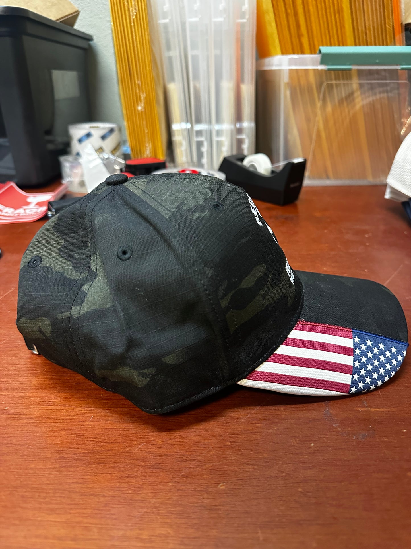 Camo Center Logo W/American Flag Hat