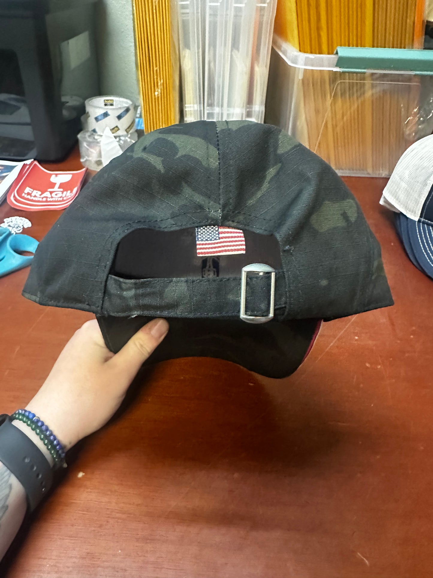 Camo Center Logo W/American Flag Hat