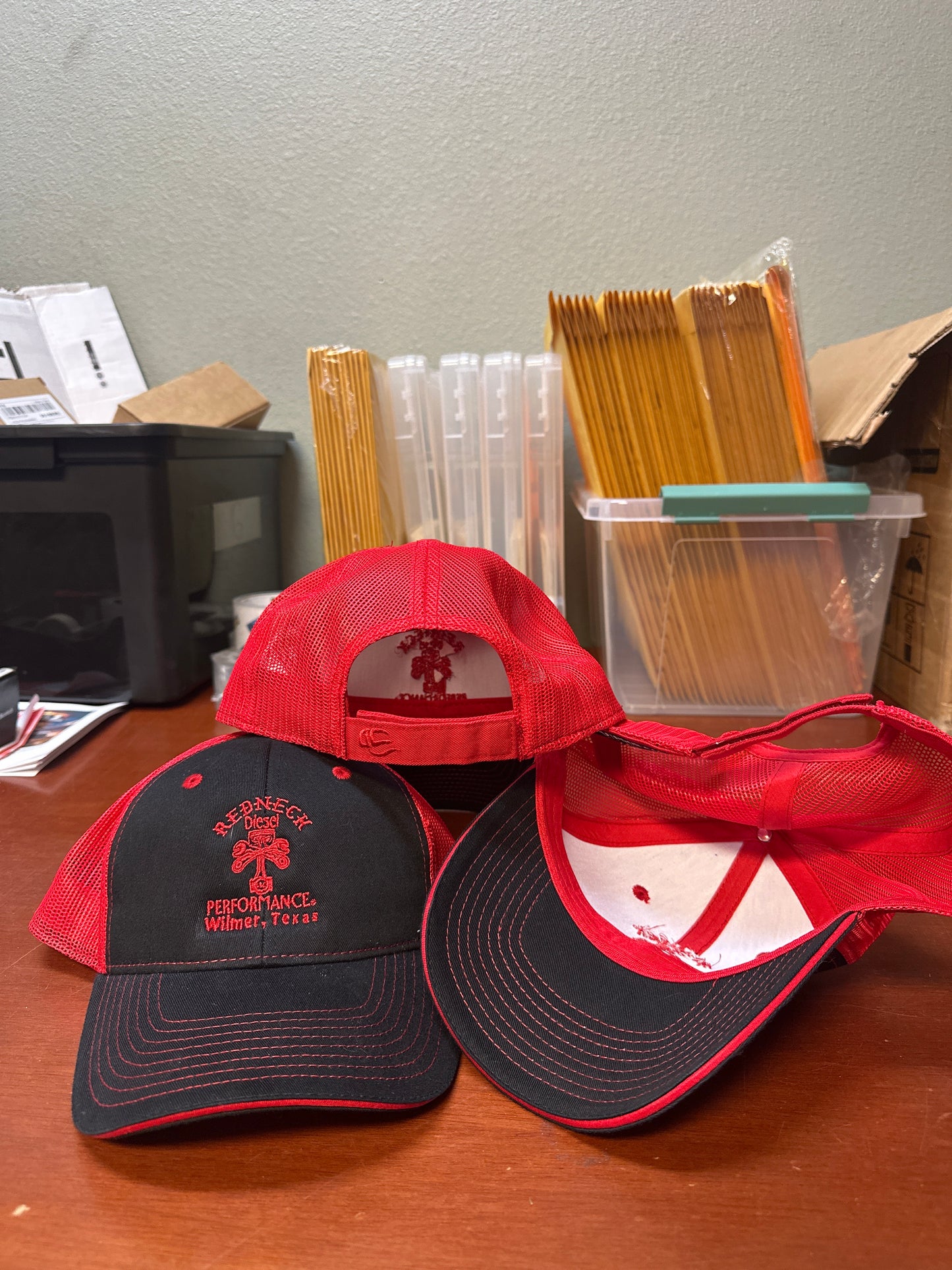 Red & Black Center Logo Velcro Hat