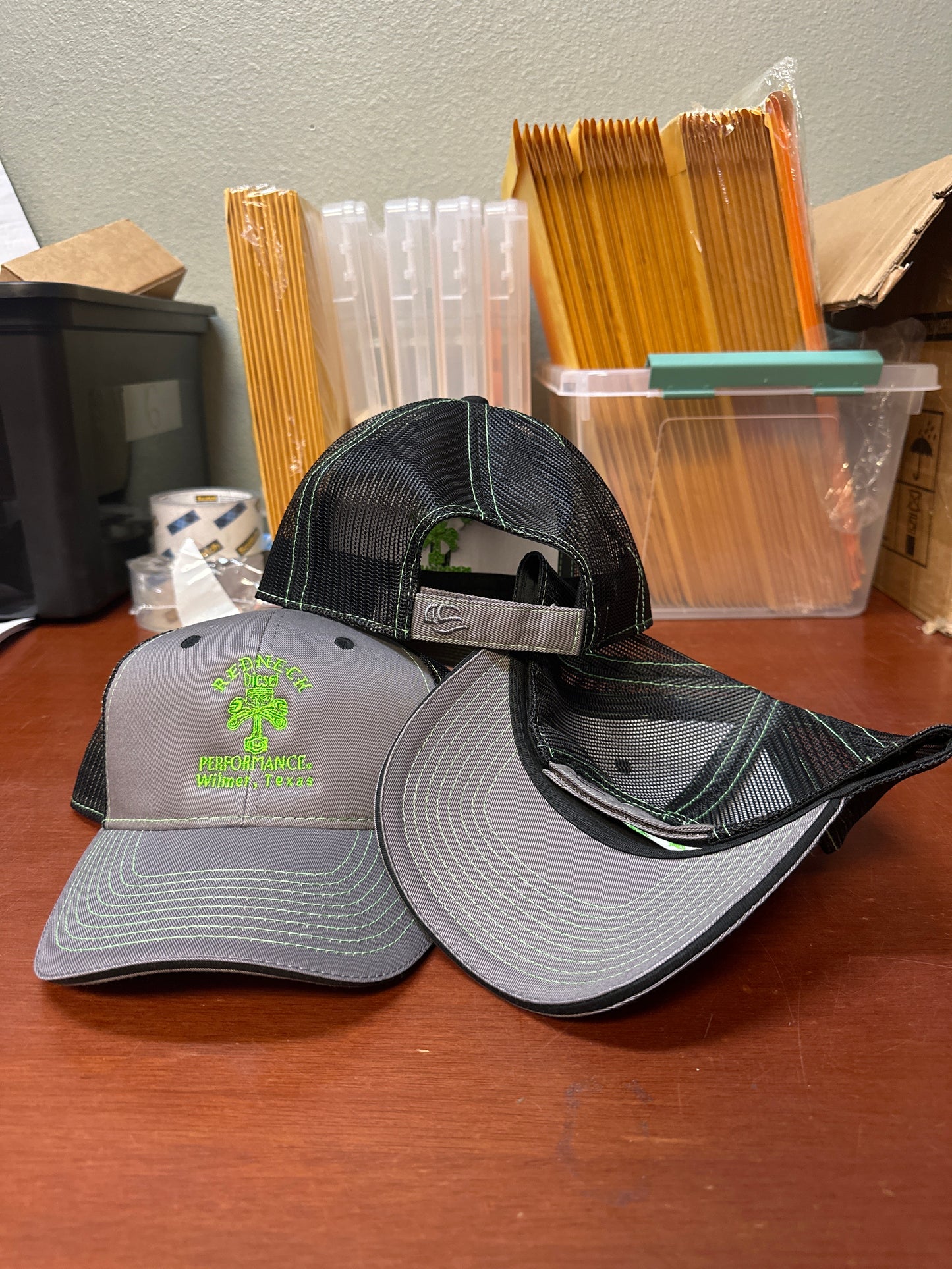 Neon Green & Grey Velcro Hat
