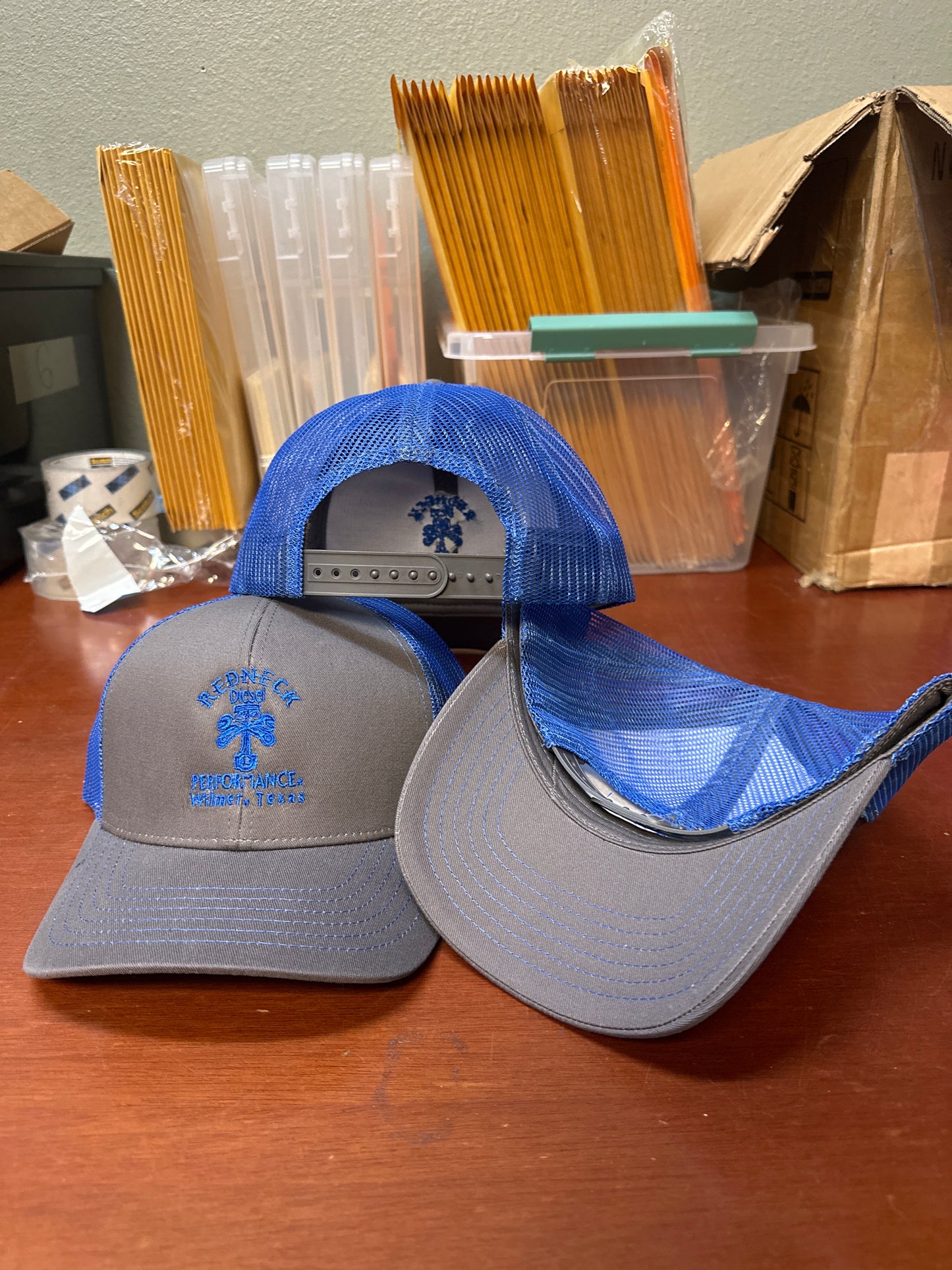 Grey & Blue Center Logo Snapback Hat