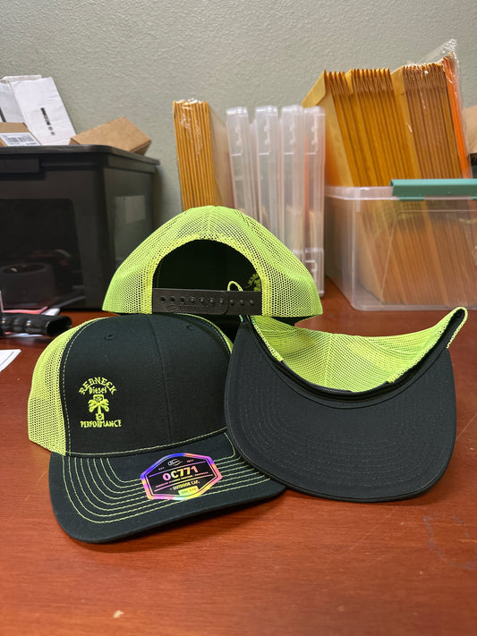 Neon Yellow & Black Offset Logo Snapback Hat