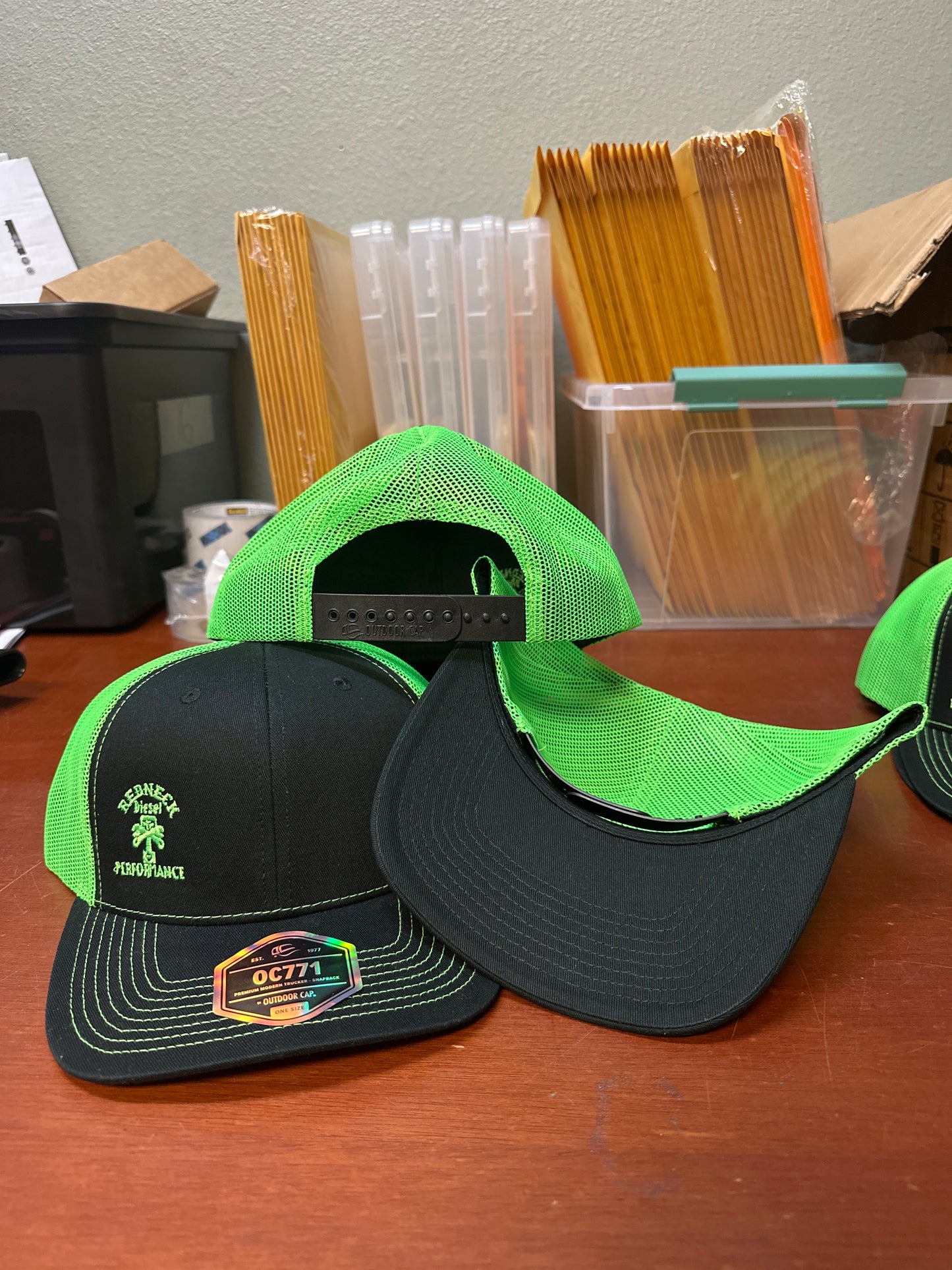 Green & Black Offset Logo Snapback Hat
