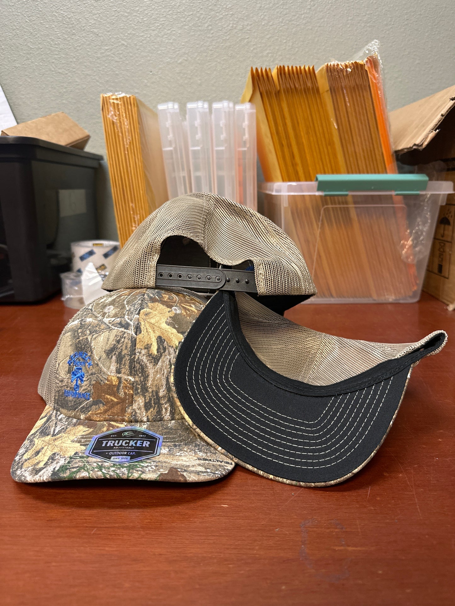 Camo W/ Blue Offset Logo Snapback Hat