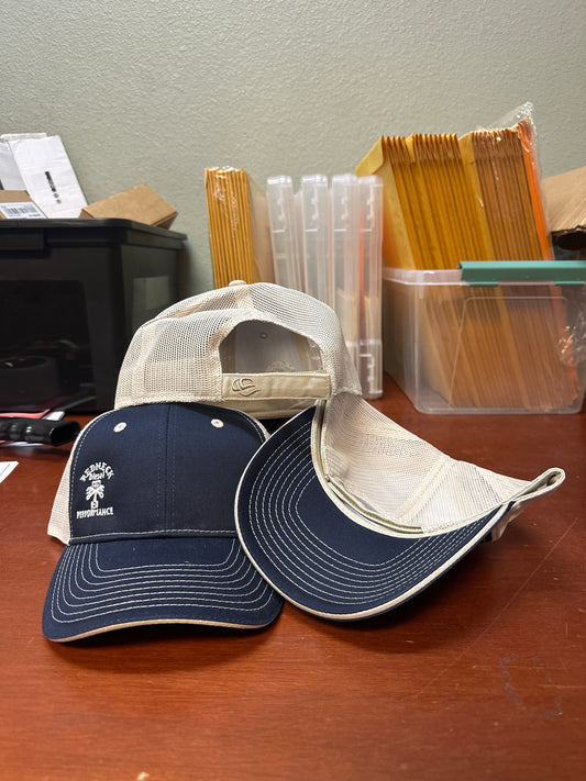 Navy Blue & Cream Offset Logo Velcro Hat