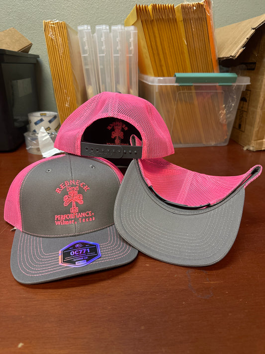 Pink & Grey Center Logo Snapback Hats