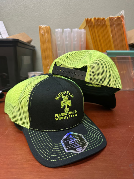 Neon Yellow & Black Center Logo Snapback Hat