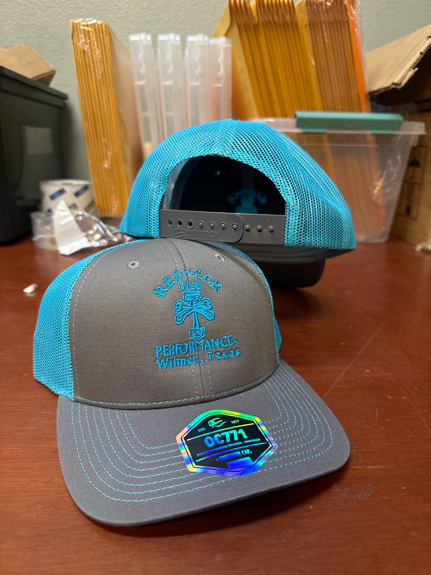 Grey & Blue Center Logo Snapback Hat